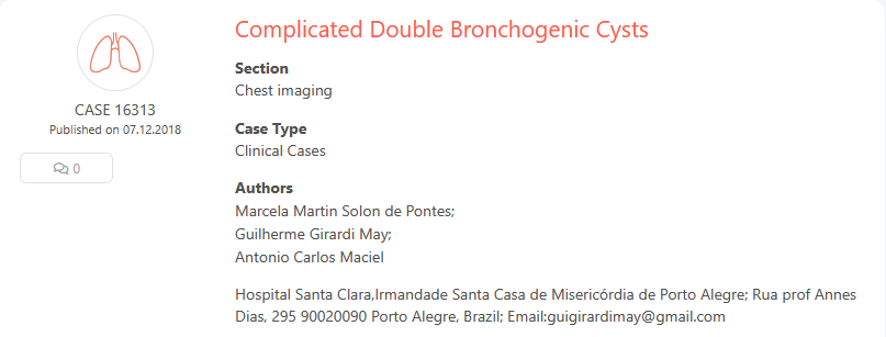 Eurorad Case: Complicated Double Bronchogenic Cysts Screenshot